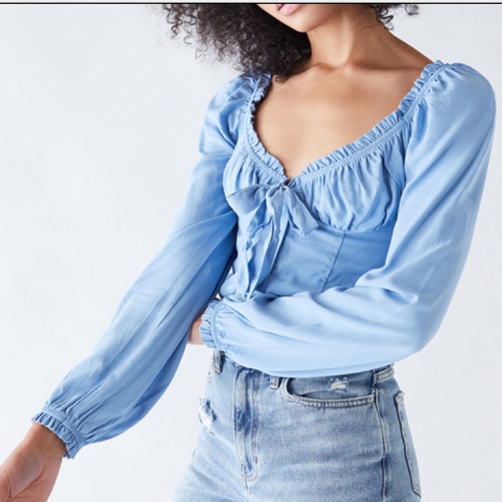 LA Hearts Long Sleeve Tie Front Bustier Top